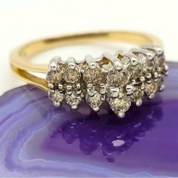 14K Two-Tone Double Row DiamondRing
